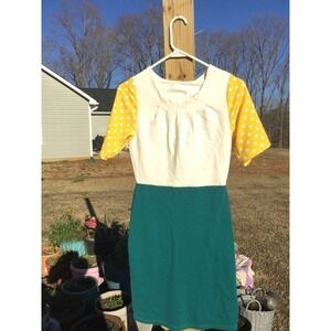 Handmade size xxs extra small green polka dot dress XS artsy work spring